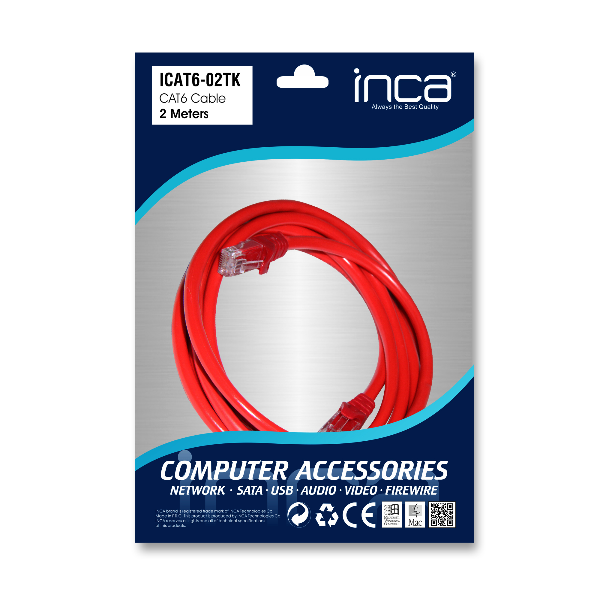 INCA CAT6 2m Kablo Kırmızı