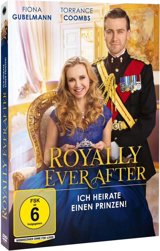DVD-Cover: Ein Paar in königlicher Kleidung. Text: „Royally Ever After“. Ein Film über eine Prinzessin.