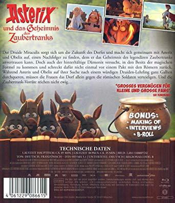 Asterix und das Geheimnis des Zaubertranks DVD-Cover. Enthält Zeichentrickfiguren und Text.