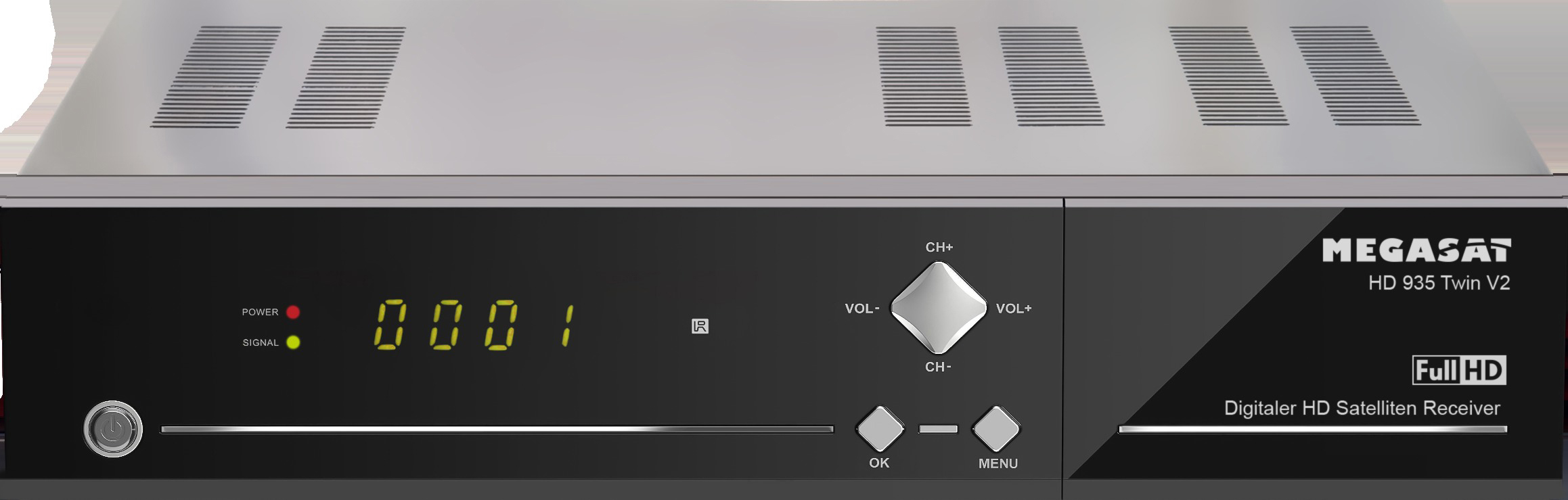 MEGASAT HD 935 Twin V2 Receiver (HDTV, PVR-Funktion, Twin Tuner, DVB-S, DVB-S2, Schwarz)