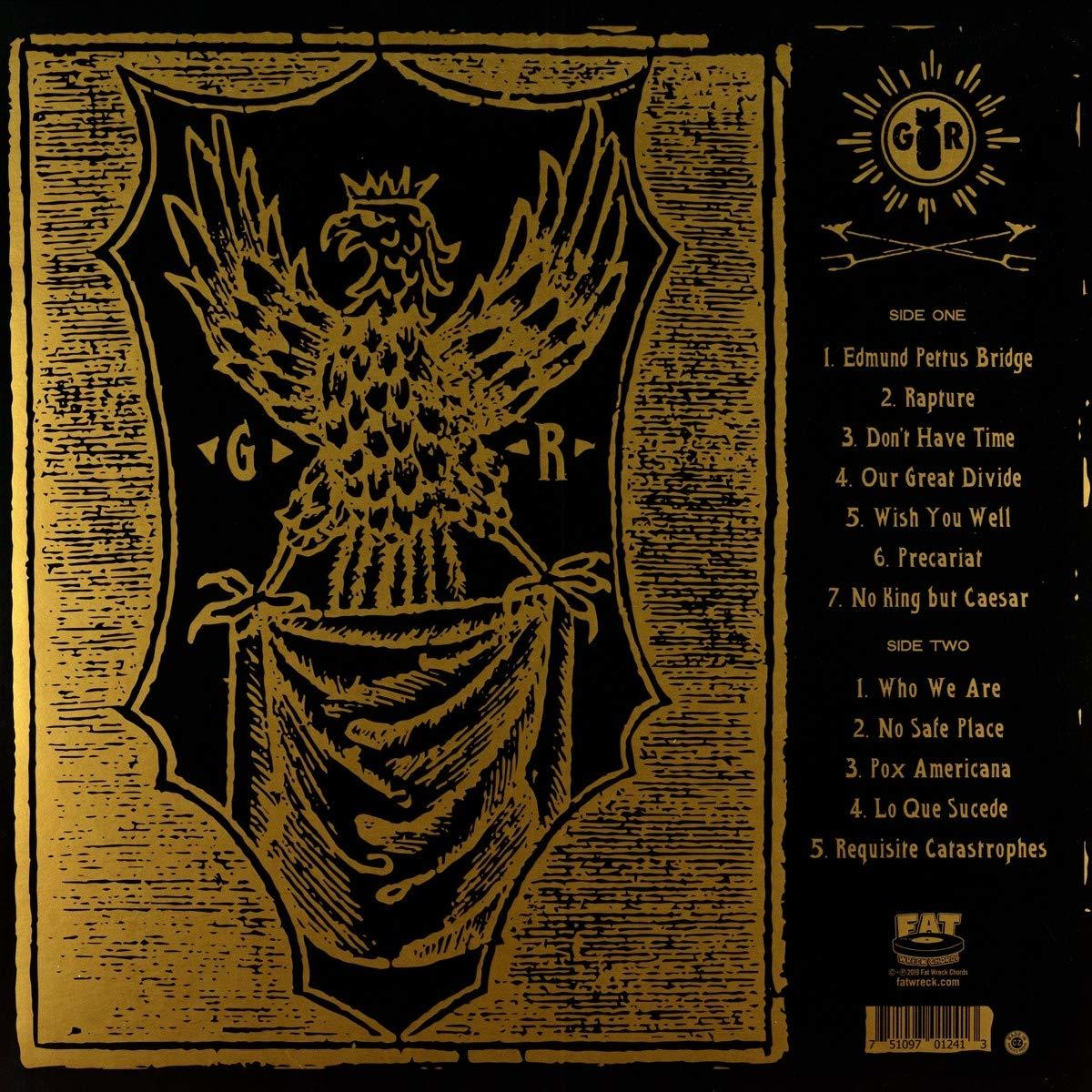 Schwarz-goldenes Albumcover mit Vogelsymbol und Text. Side One und Two Tracklisten sind sichtbar.
