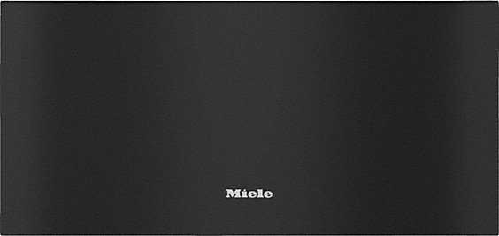Dunkelgraue Oberfläche mit Miele-Logo in der Mitte.