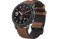 AMAZFIT GTR 47.2 mm Smartwatch Aluminium Echtleder, Silikon, 118 mm + 75 mm, Schwarz/Braun