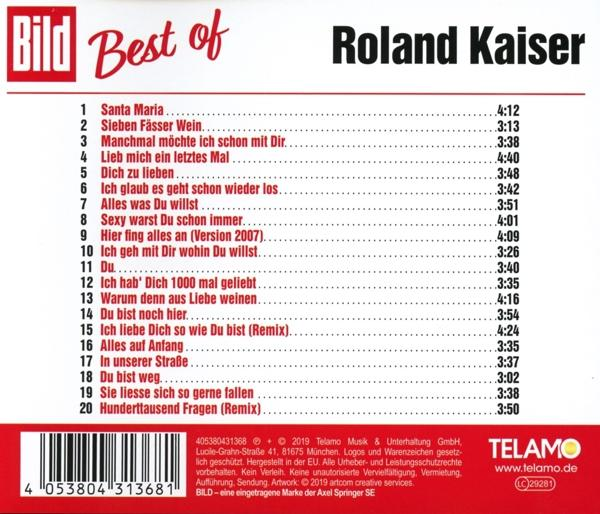 Das CD-Cover für das Album "Best of Roland Kaiser". Das Album hat ein weißes, rotes und schwarzes Design.
