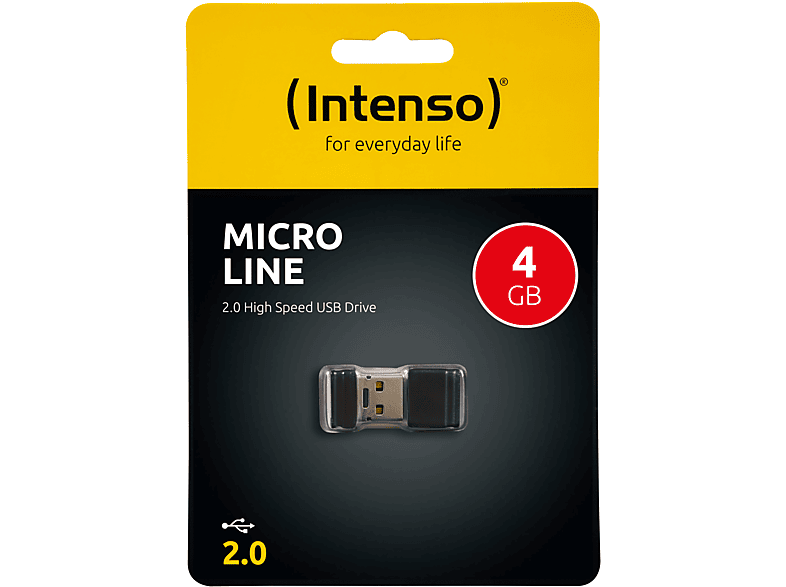 INTENSO Micro Line USB-Stick, Schwarz, 4 GB