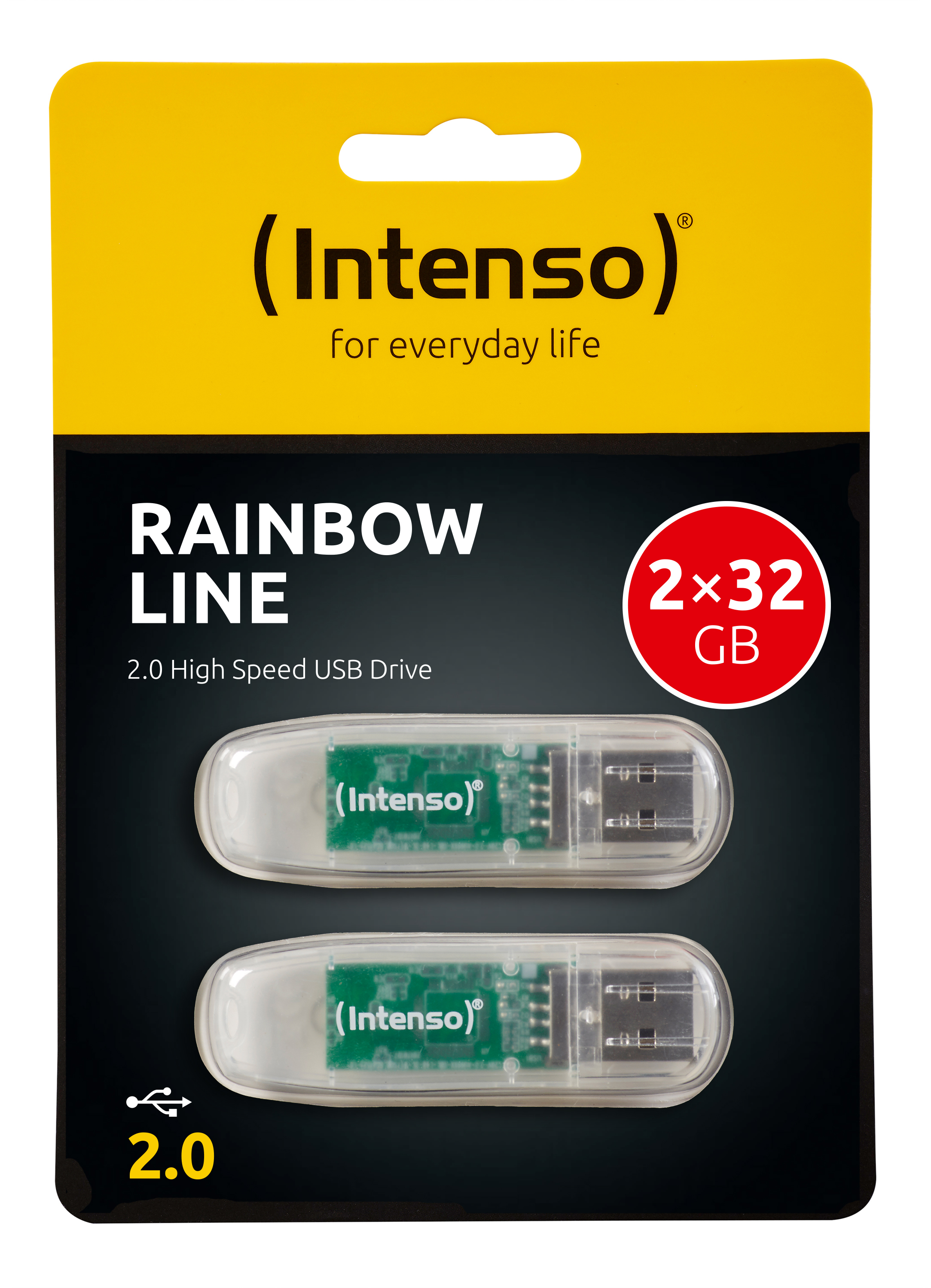 USB-Stick, 32 Rainbow INTENSO GB, 28 MB/s, Transparent