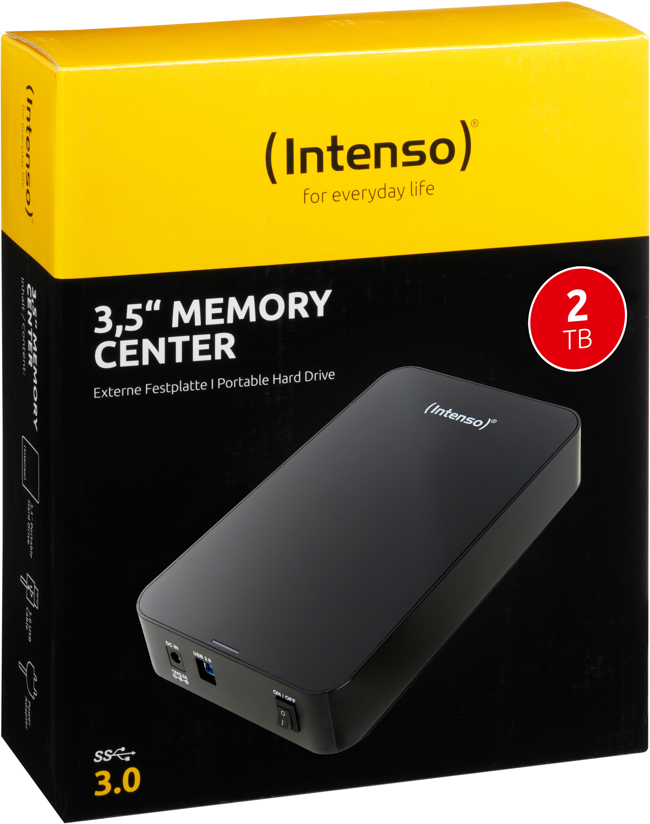INTENSO 6031580 Memory Center Festplatte, 2 TB HDD, 3,5 Zoll, extern, Schwarz