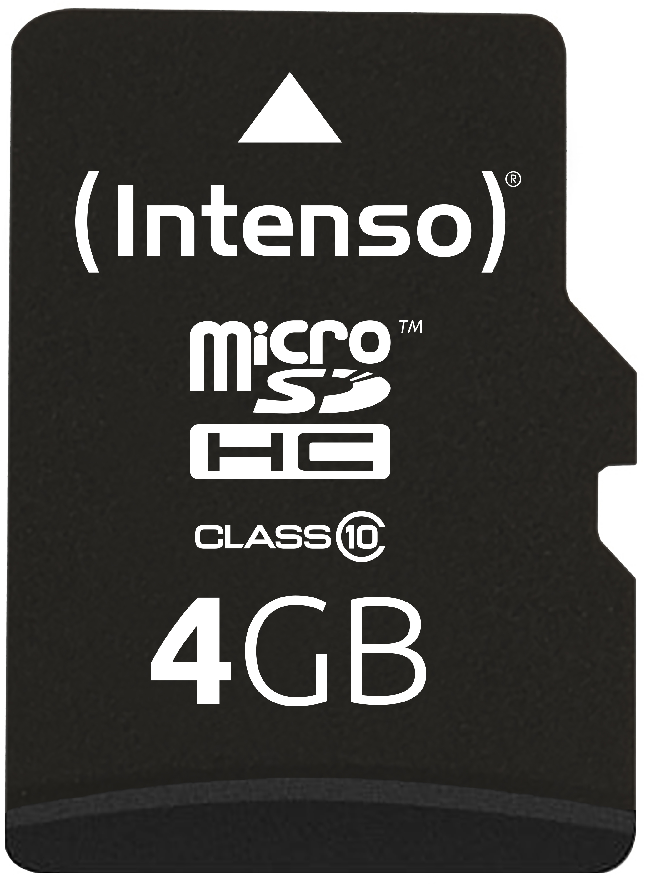 Micro-SD-Karte mit 4GB Speicher, Klasse 10, schwarz.