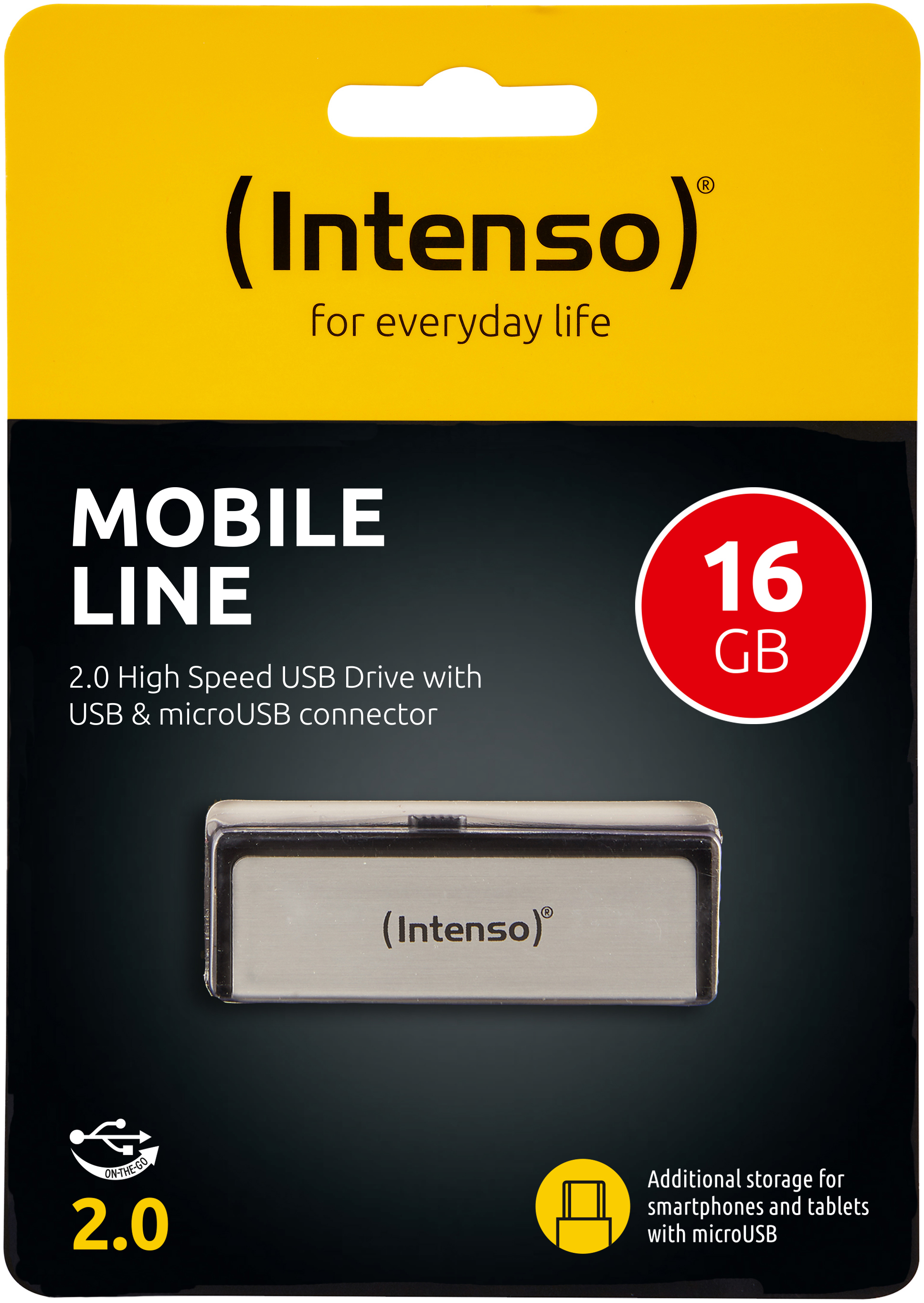 INTENSO Mobile Line USB-Stick, 16 GB, 20 MB/s, Silber