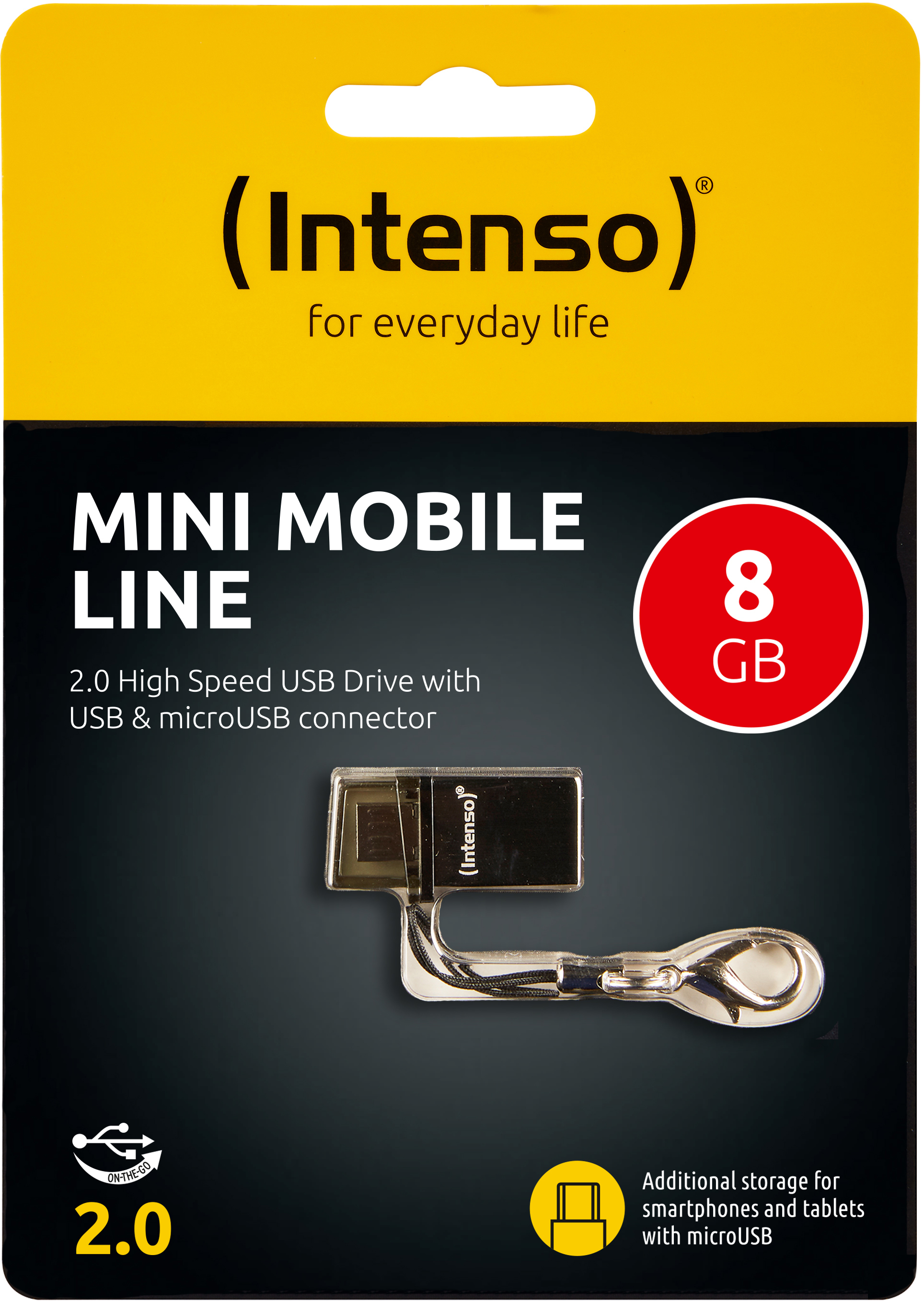 INTENSO Mini Mobile Line USB-Stick, 8 GB, 20 MB/s, Schwarz