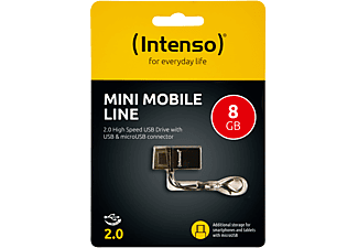 INTENSO Mini Mobile Line USB-Stick, 8 GB, 20 MB/s, Schwarz