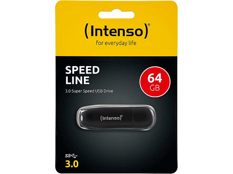 INTENSO Speed Line USB-Stick, 64 GB, 35 MB/s, Schwarz