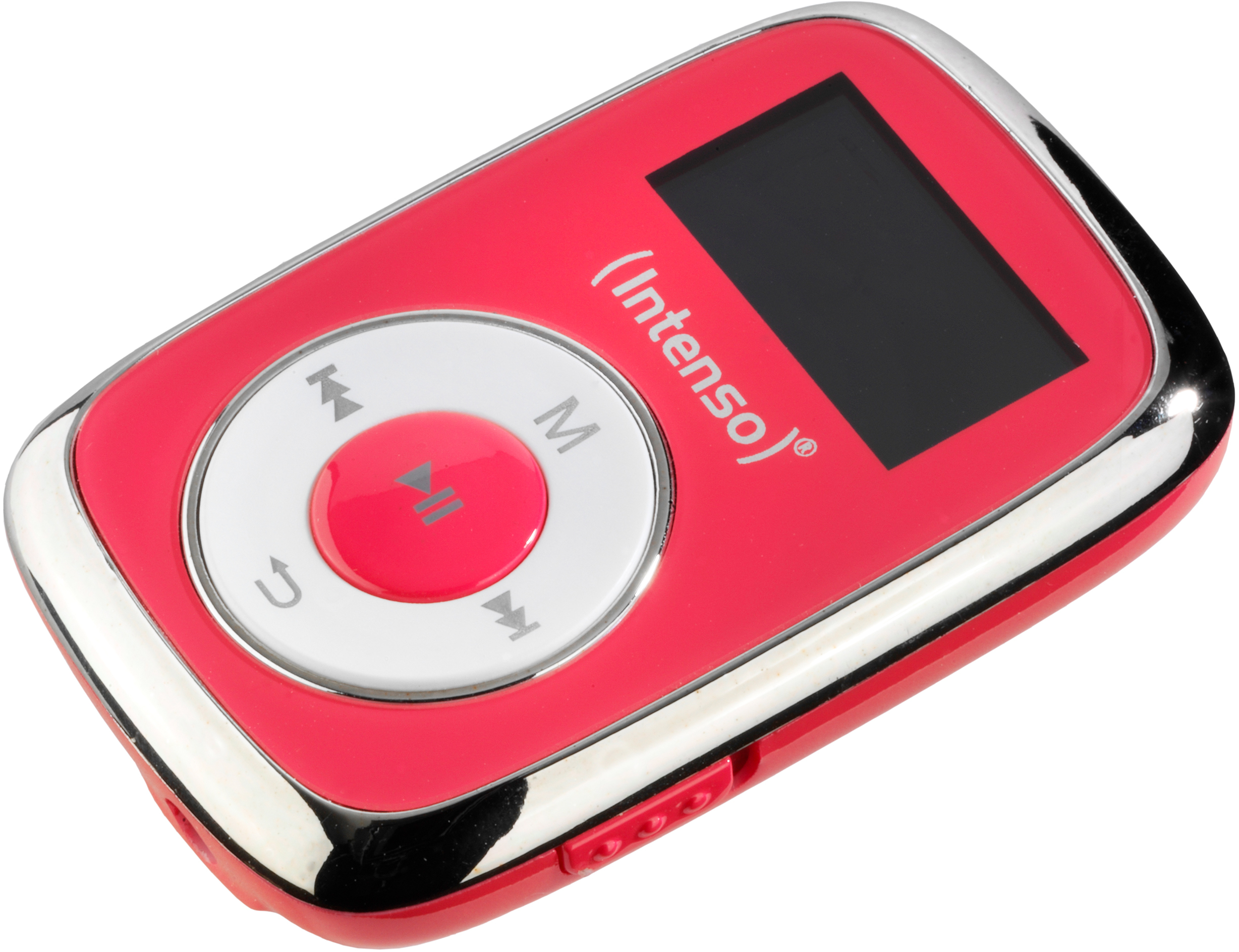 Pinker Intenso MP3-Player mit Bedientasten und Display.