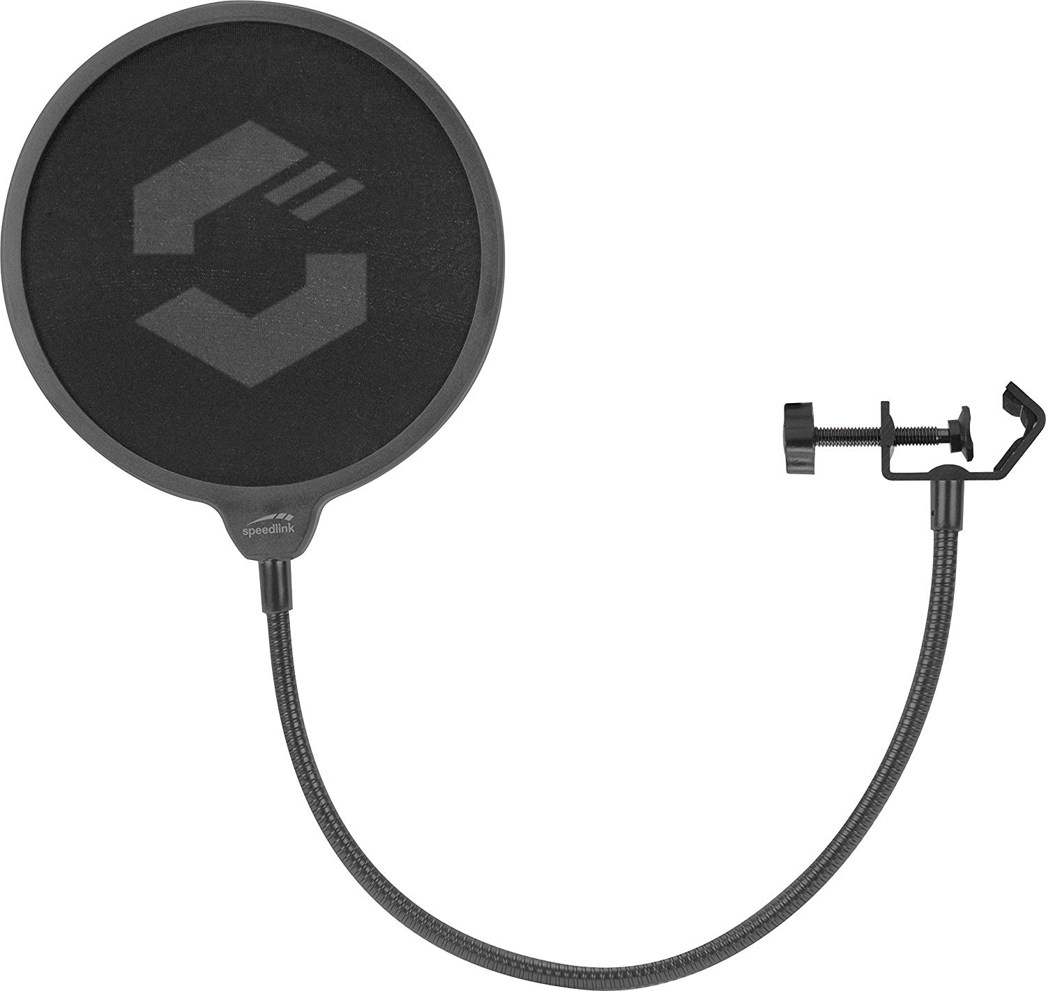 Schwarzer Pop-Filter mit Klemme.