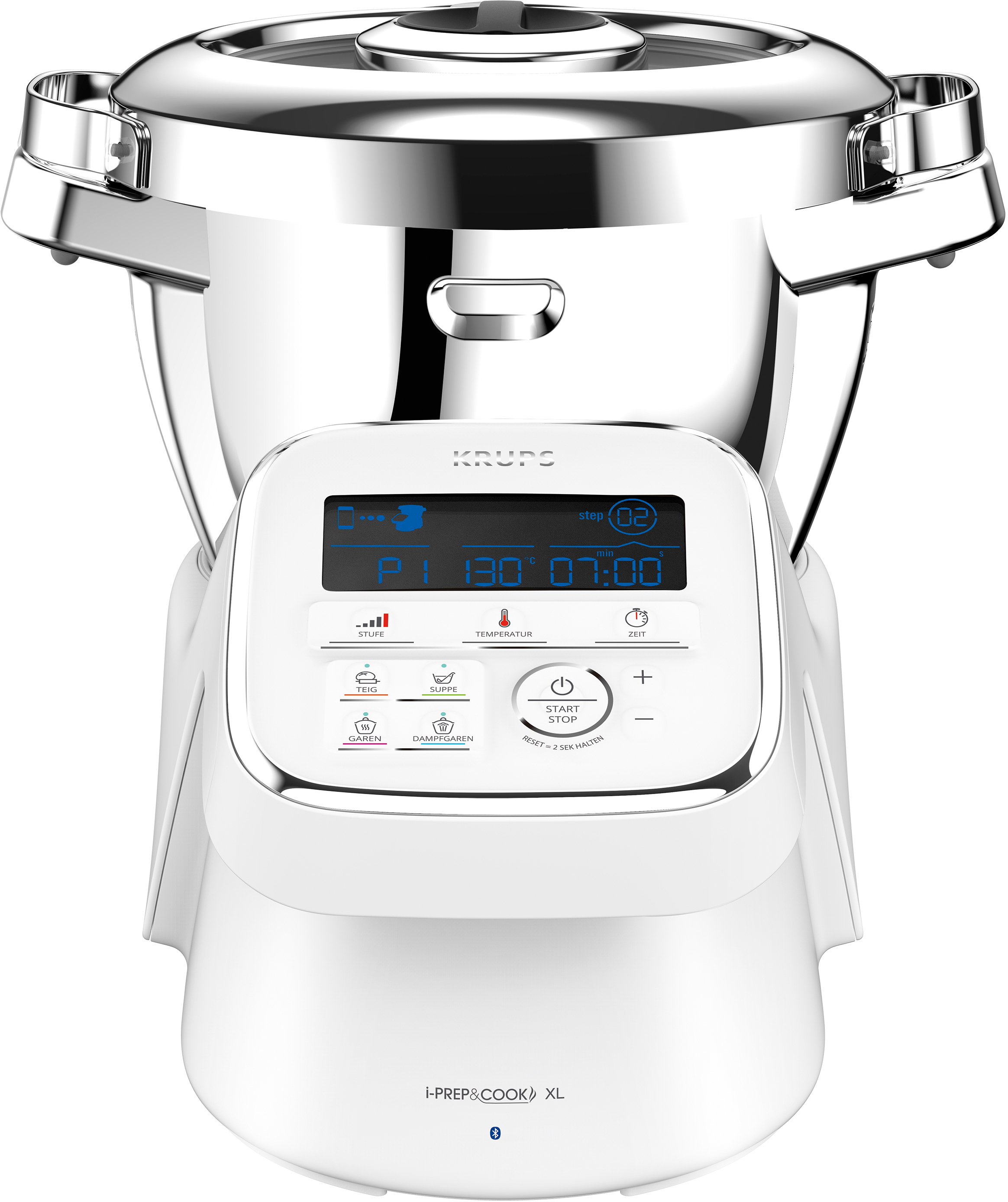 KRUPS HP60A1 i-Prep&Cook XL Küchenmaschine mit Kochfunktion Weiß/Edelstahl (Rührschüsselkapazität: 3 l, 1550 Watt)