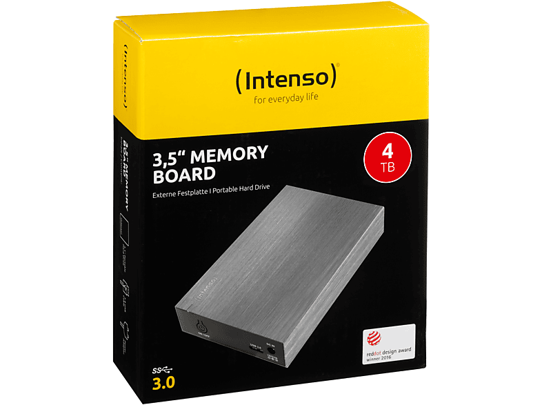 INTENSO Memory Board Festplatte, 4 TB HDD, 3,5 Zoll, extern, Anthrazit 4 Festplatte in Anthrazit