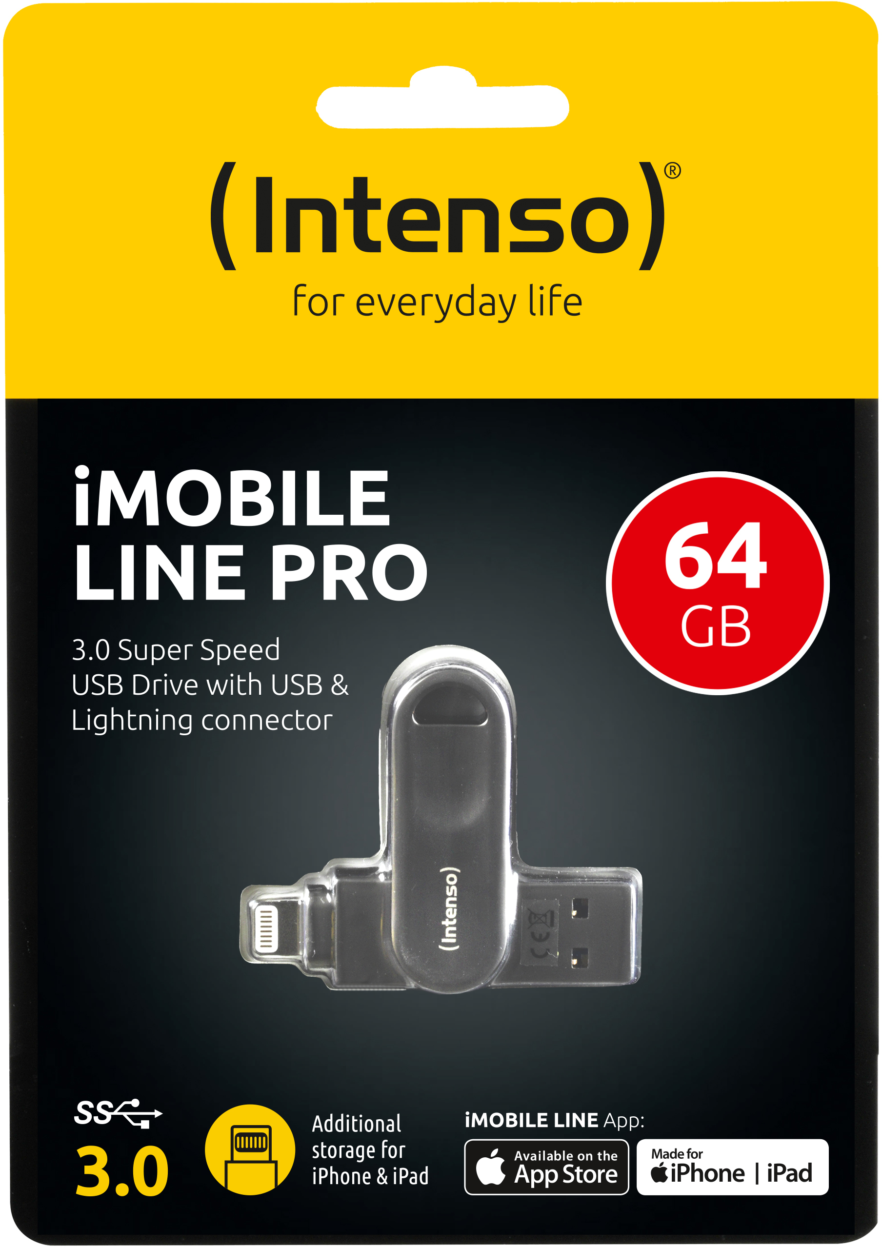 mit USB-Stick, Connector PRO 64 Anthrazit Lightning MB/s, Apple 70 IMOBILE LINE GB, INTENSO
