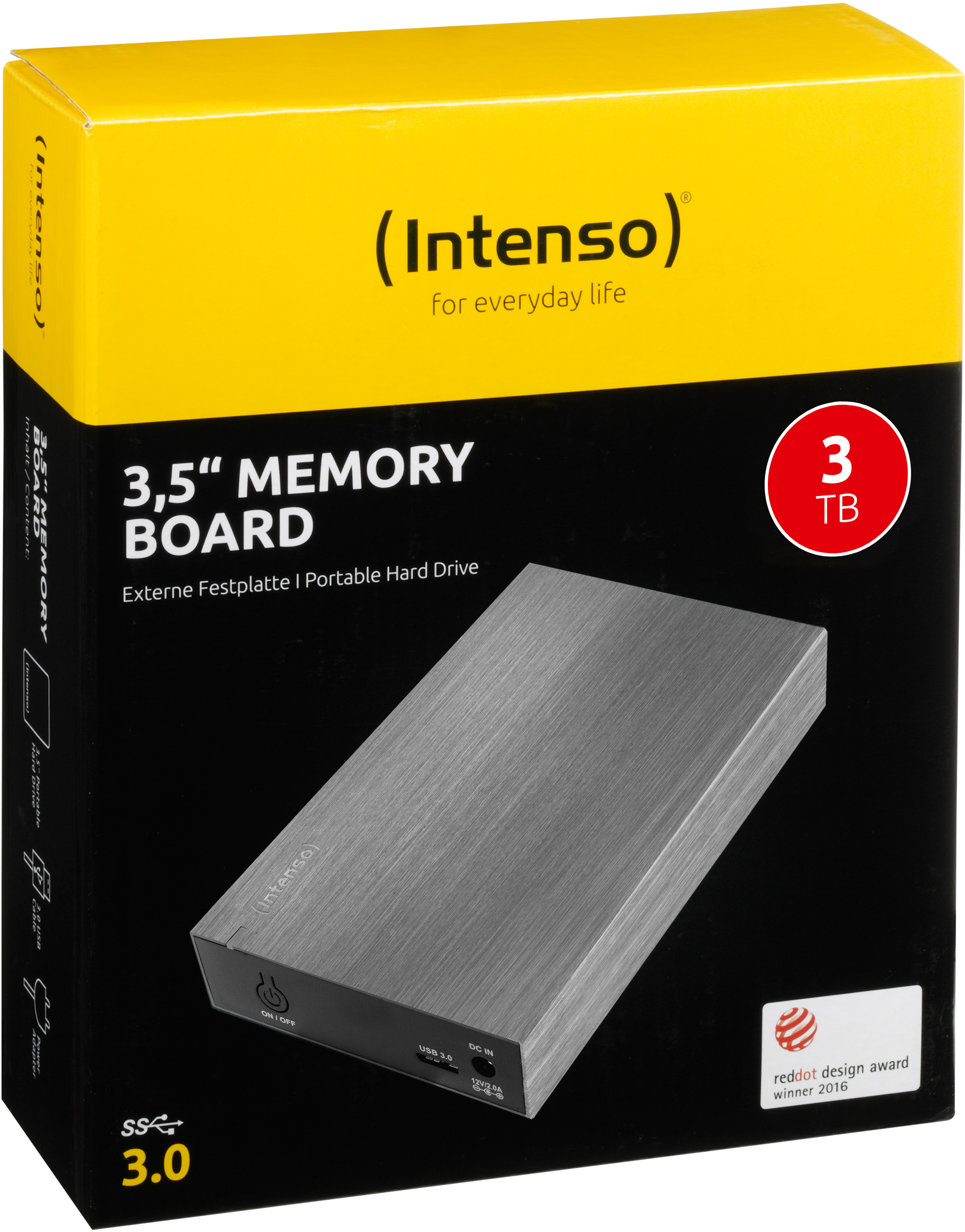 INTENSO 6033511 Festplatte, 3 TB HDD, 3,5 Zoll, extern, Anthrazit