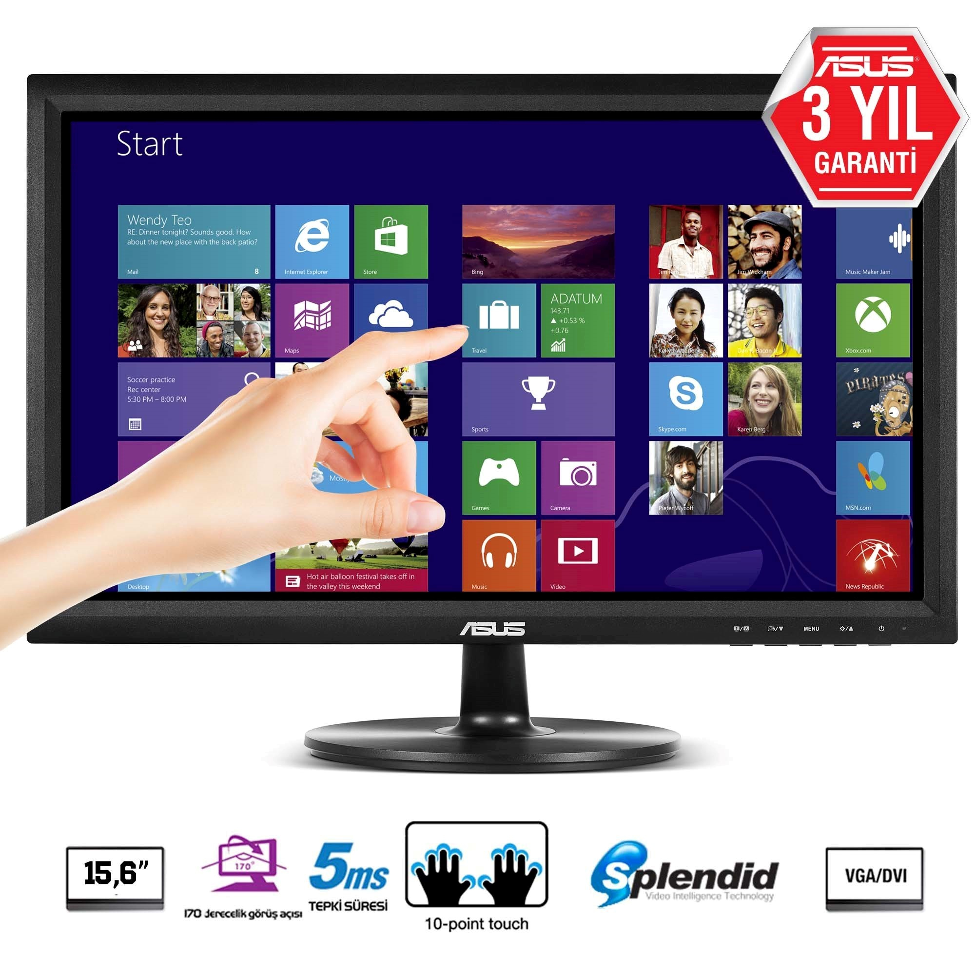 ASUS VT168H 15.6" 10ms Monitör Siyah