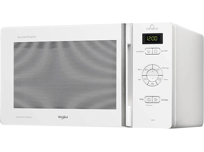 Whirlpool Chefplus Microondas acero inoxidable blanco mcp 346wh 25 sin grill 346 25l horno con 800w libre instalación 800