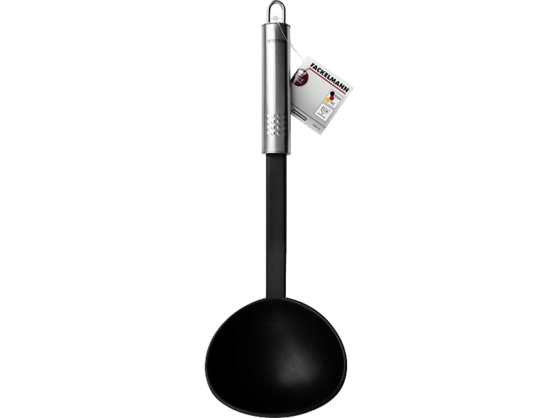 Fackelmann 44307 oval Schöpflöffel, Silber/Schwarz, Spülmaschinengeeignet