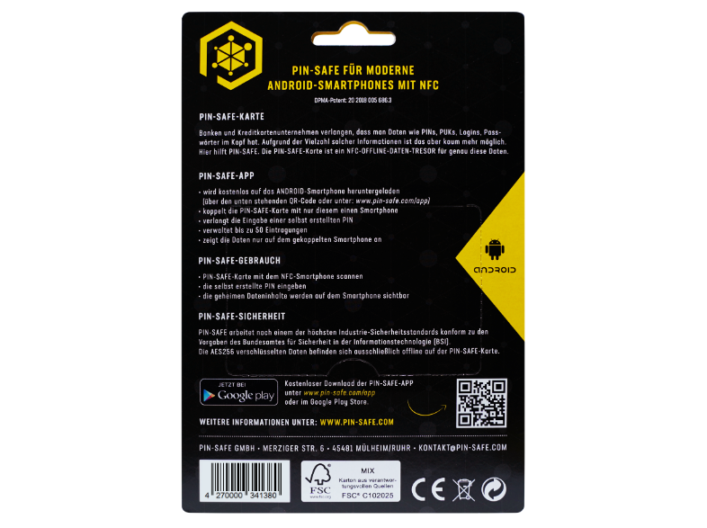 PIN-SAFE Externer Offline-Datentresor Passwortmanager