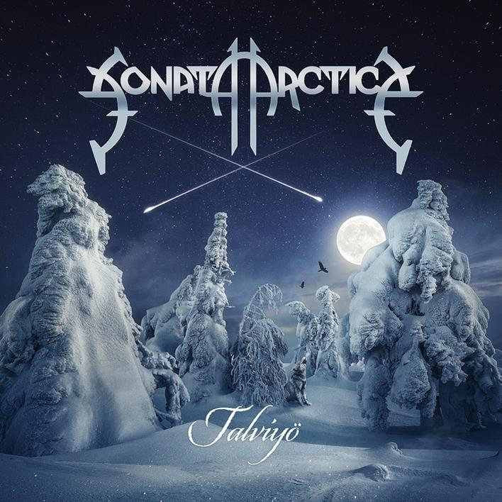 Albumcover für 'Talviyö' von Sonata Arctica. Schneelandschaft, Mond und Bandlogo.
