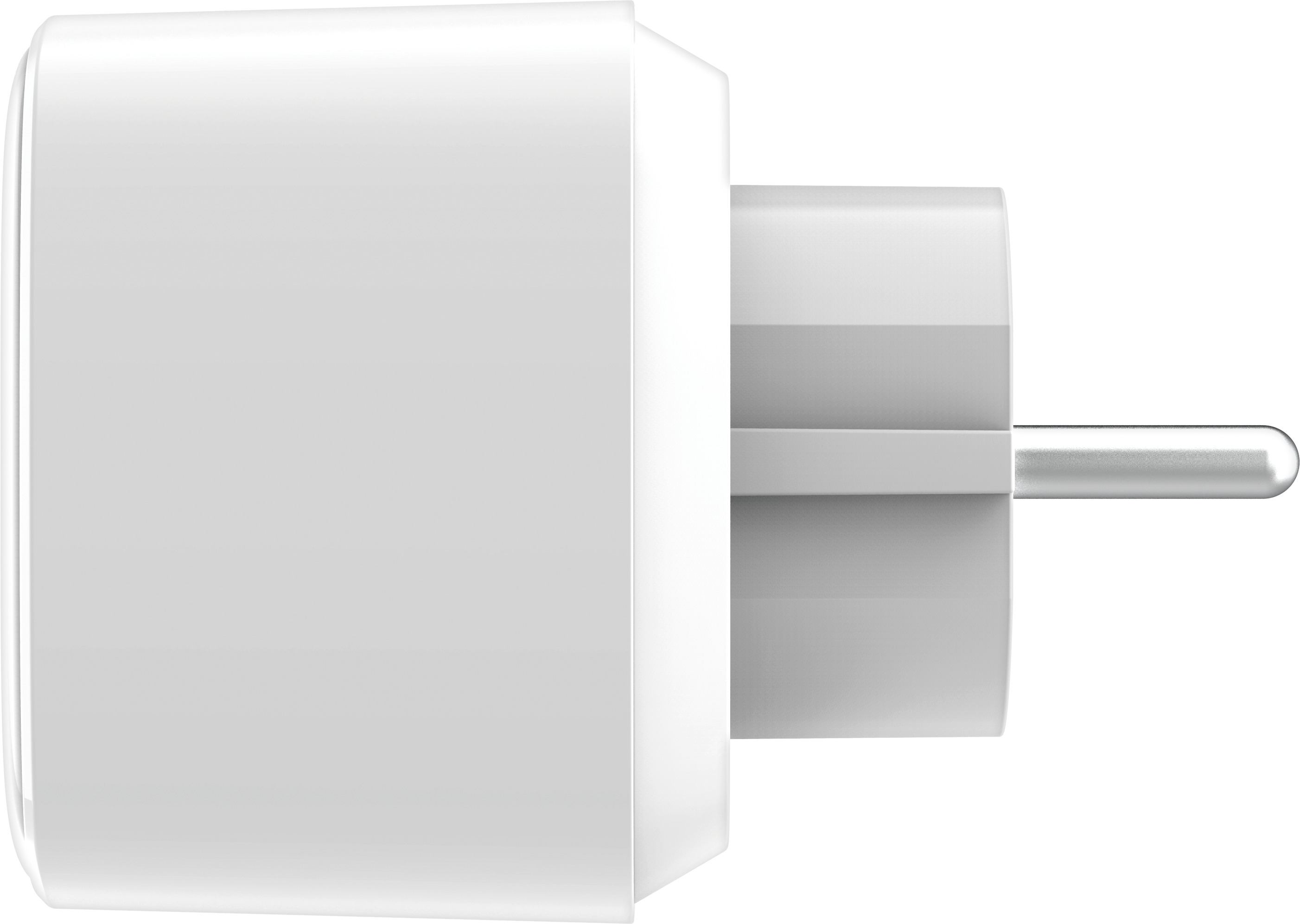 Ein weißer Netzstecker mit einem dreipoligen Anschluss.