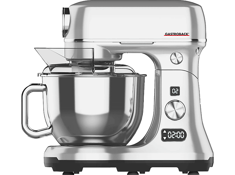 Watt) Küchenmaschine (Rührschüsselkapazität: Advanced 600 Küchenmaschine Liter, GASTROBACK Silber 40977 Digital 5 Design