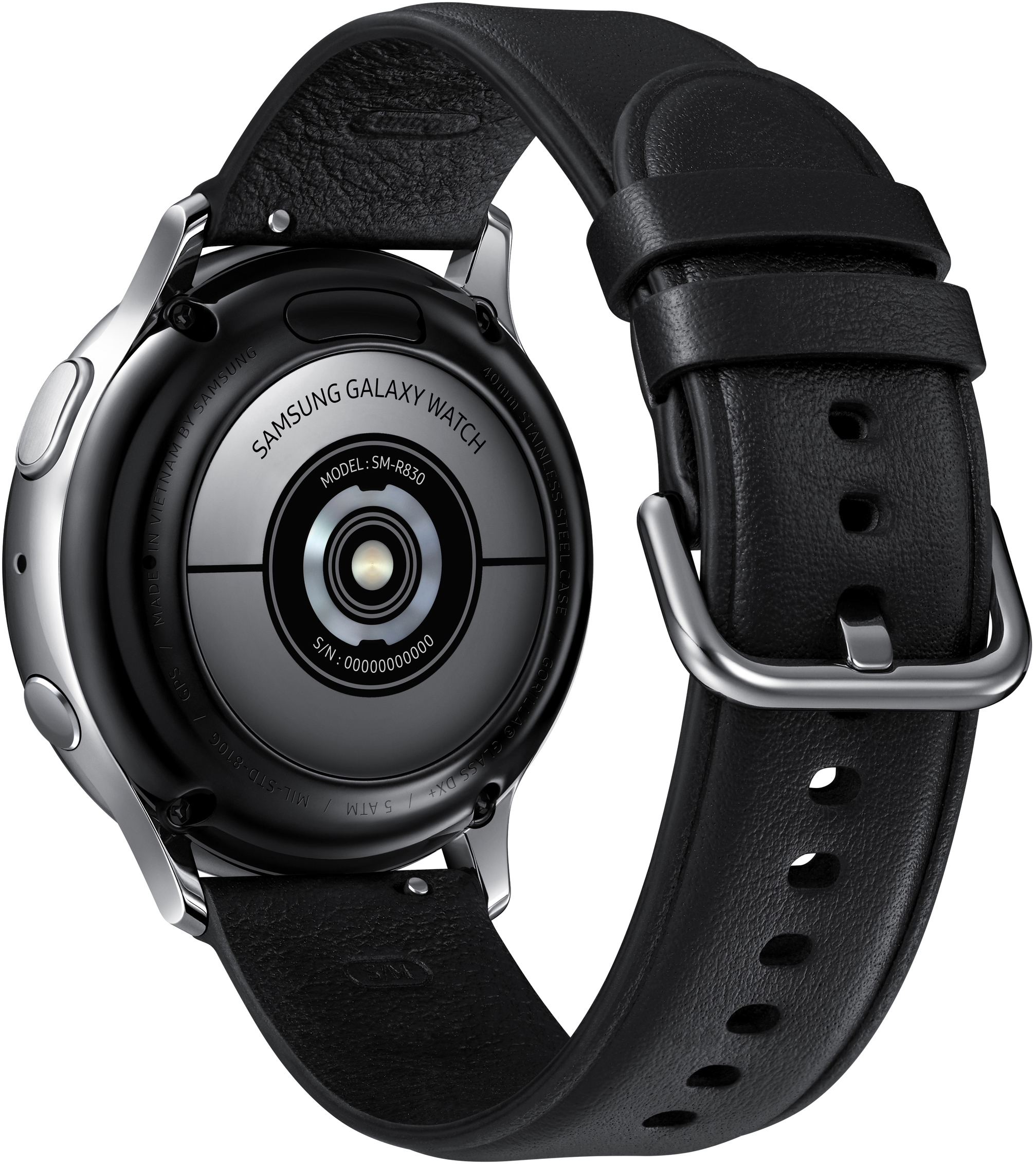 SAMSUNG Galaxy Watch Active2 Stainless Steel 40mm SI Smartwatch Edelstahl Echtleder, S/M, Silver