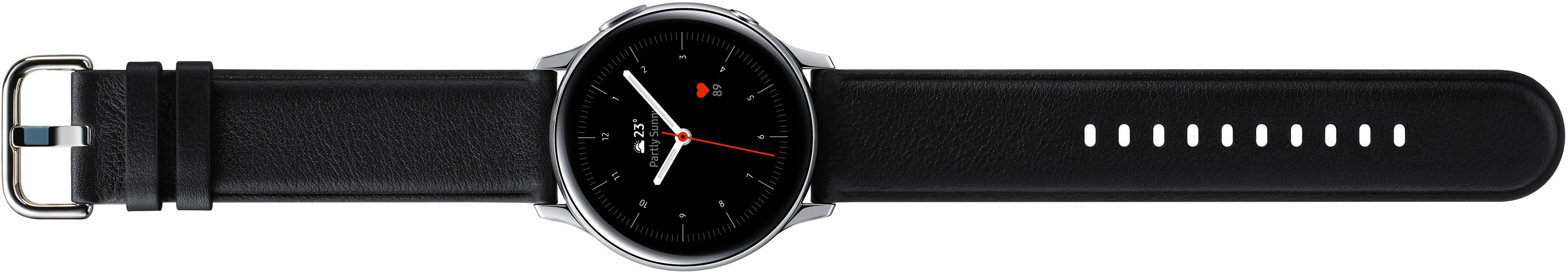 SAMSUNG Galaxy Watch Active2 Stainless Steel 40mm SI Smartwatch Edelstahl Echtleder, S/M, Silver