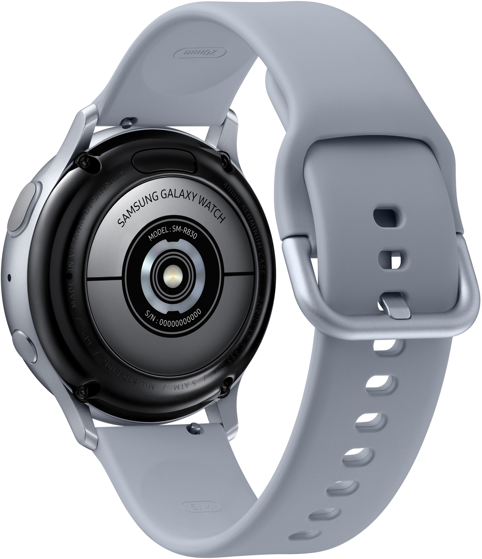 SAMSUNG Galaxy Watch Active2 Aluminium 40mm CS Smartwatch Aluminium Fluorkautschuk, S/M, Cloud Silver