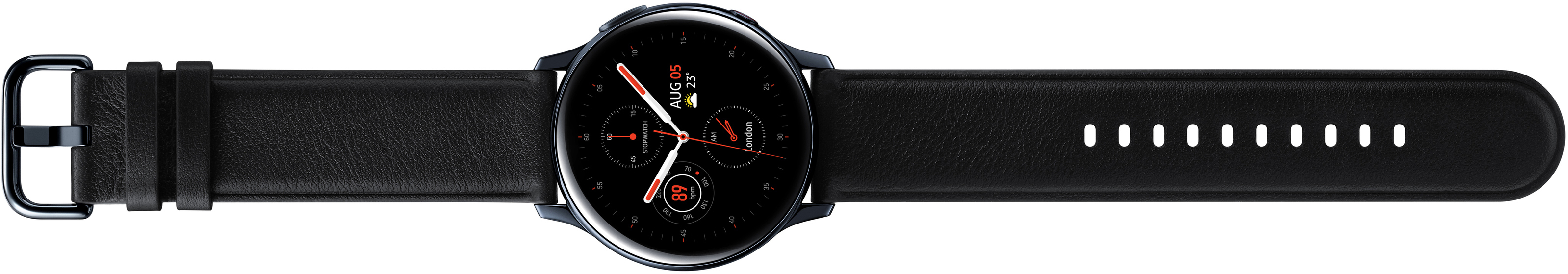 SAMSUNG Galaxy Watch Active2 Stainless Steel 40mm (LTE) BK Smartwatch Edelstahl Echtleder, S/M, Black