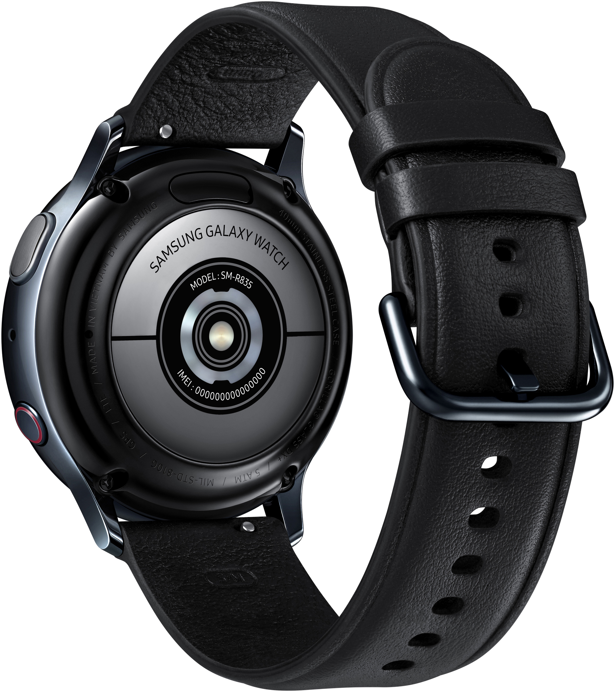 SAMSUNG Galaxy Watch Active2 Stainless Steel 40mm (LTE) BK Smartwatch Edelstahl Echtleder, S/M, Black