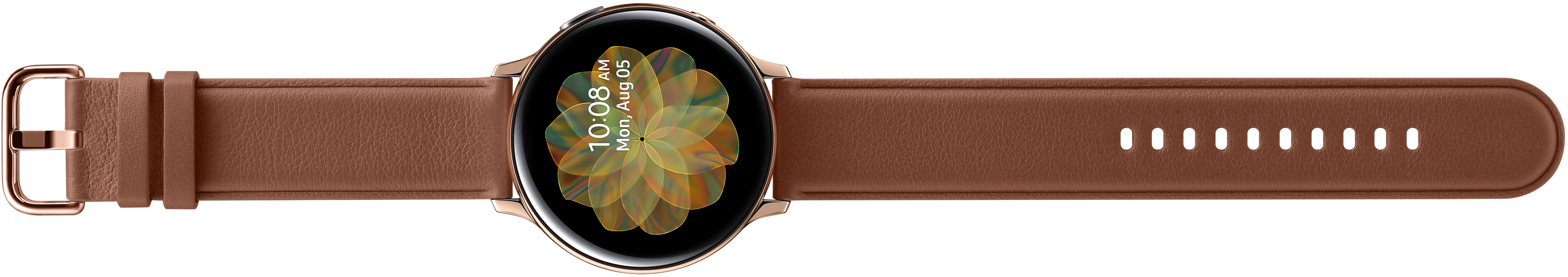 SAMSUNG Galaxy Watch Active2 Stainless Steel 44mm GO Smartwatch Edelstahl Echtleder, M/L, Gold