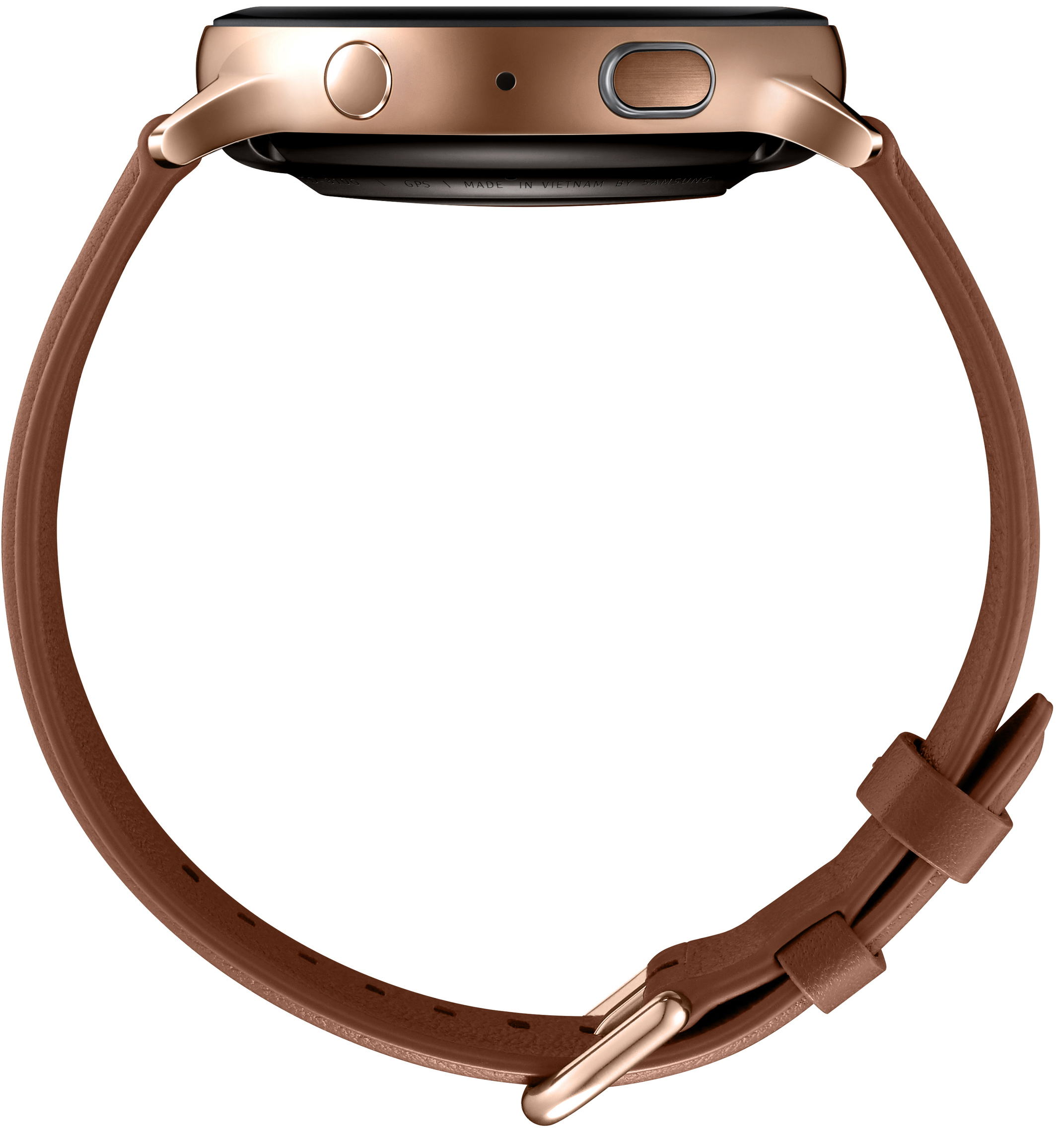 SAMSUNG Galaxy Watch Active2 Stainless Steel 44mm GO Smartwatch Edelstahl Echtleder, M/L, Gold