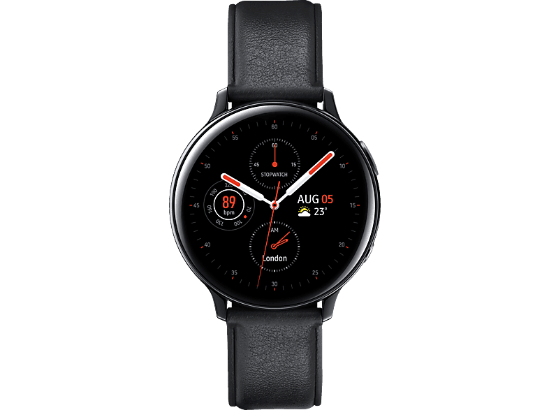 Smartwatch SAMSUNG Galaxy Watch Active2 Stainless Steel 44mm BK Smartwatch Edelstahl Echtleder M L Black MediaMarkt
