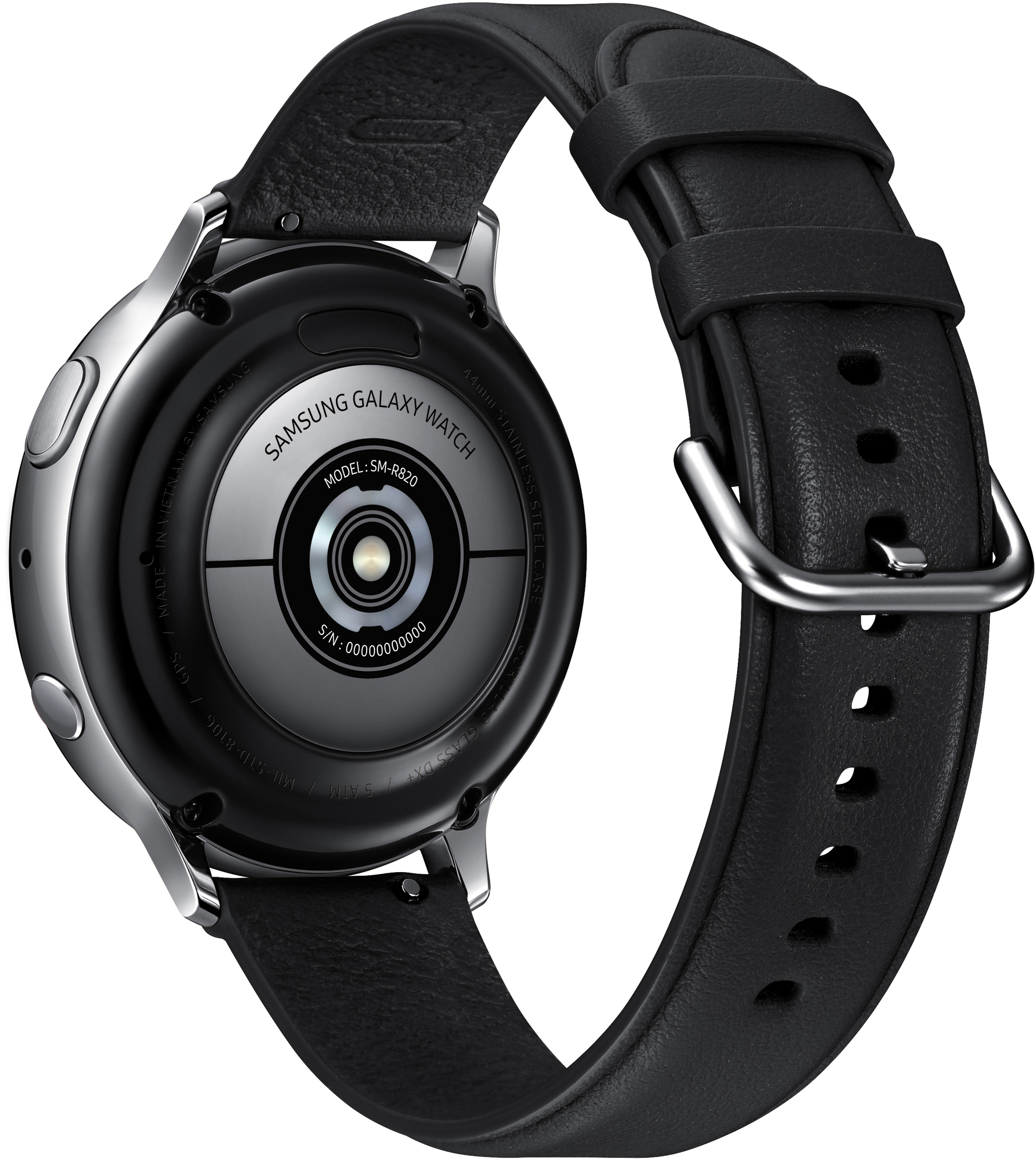 Smartwatch SAMSUNG Echtleder, Steel Stainless SI Watch Silver M/L, Edelstahl Active2 44mm Galaxy