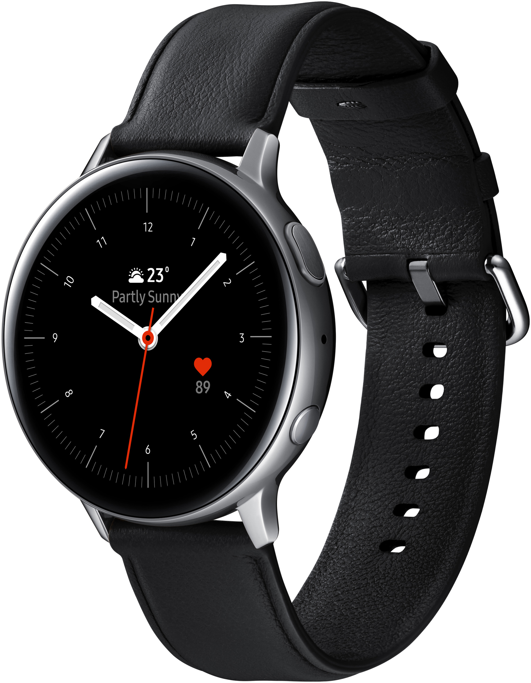 Edelstahl Steel Stainless SI Silver 44mm Echtleder, Galaxy Smartwatch SAMSUNG Watch M/L, Active2