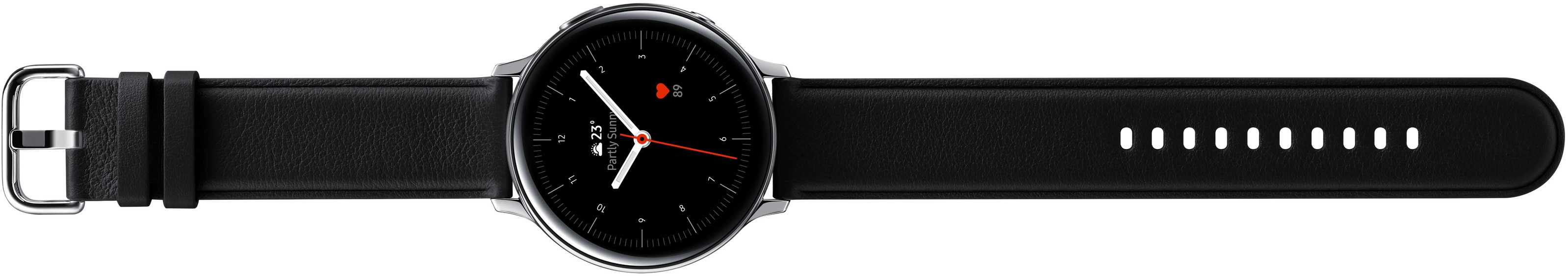 SAMSUNG Galaxy Watch Active2 Stainless Steel 44mm SI Smartwatch Edelstahl Echtleder, M/L, Silver