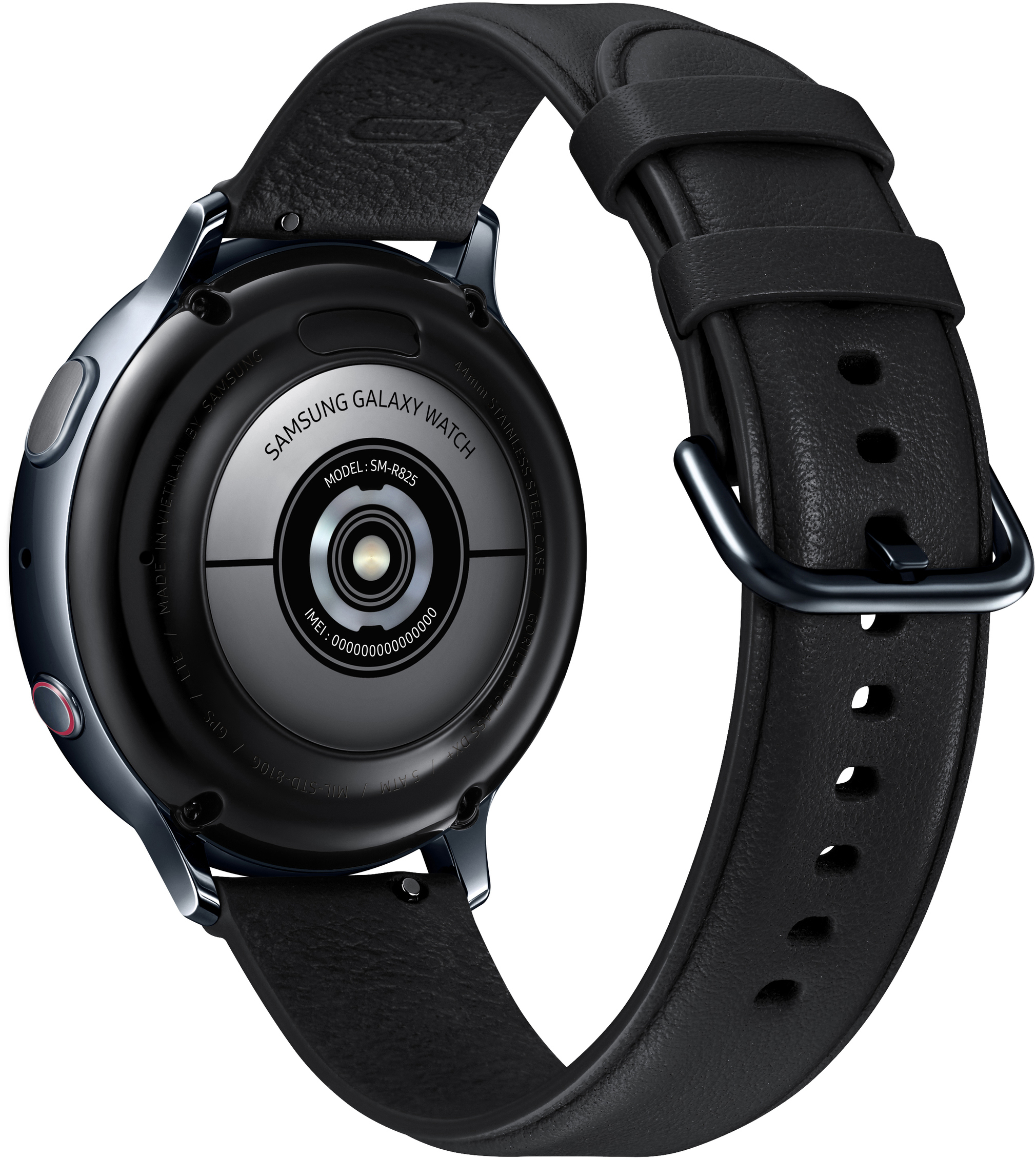 SAMSUNG Galaxy Watch Active2 Stainless Steel 44mm (LTE) BK Smartwatch Edelstahl Echtleder, M/L, Black