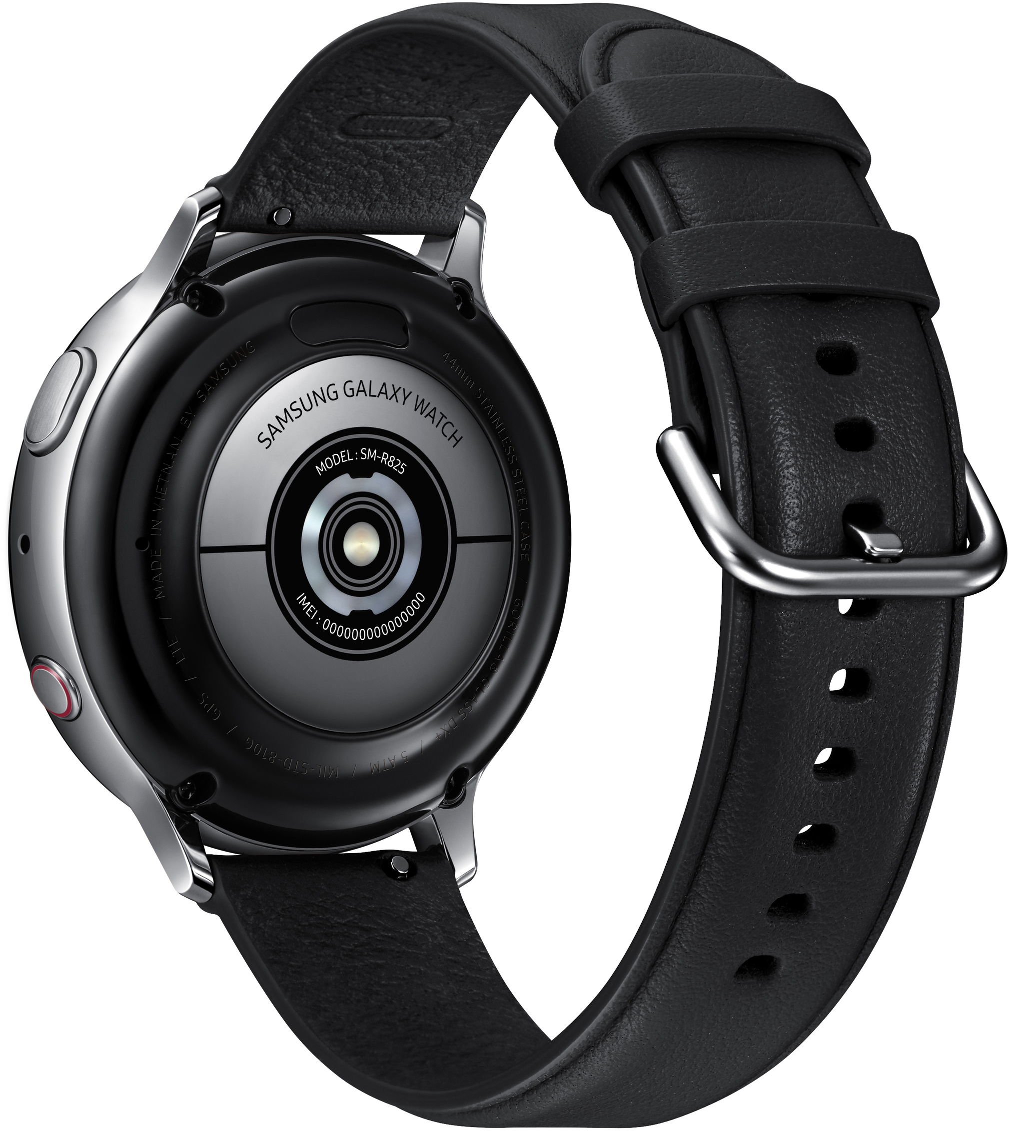 SAMSUNG Galaxy Watch Active2 Stainless Steel 44mm (LTE) SI Smartwatch Edelstahl Echtleder, M/L, Silver