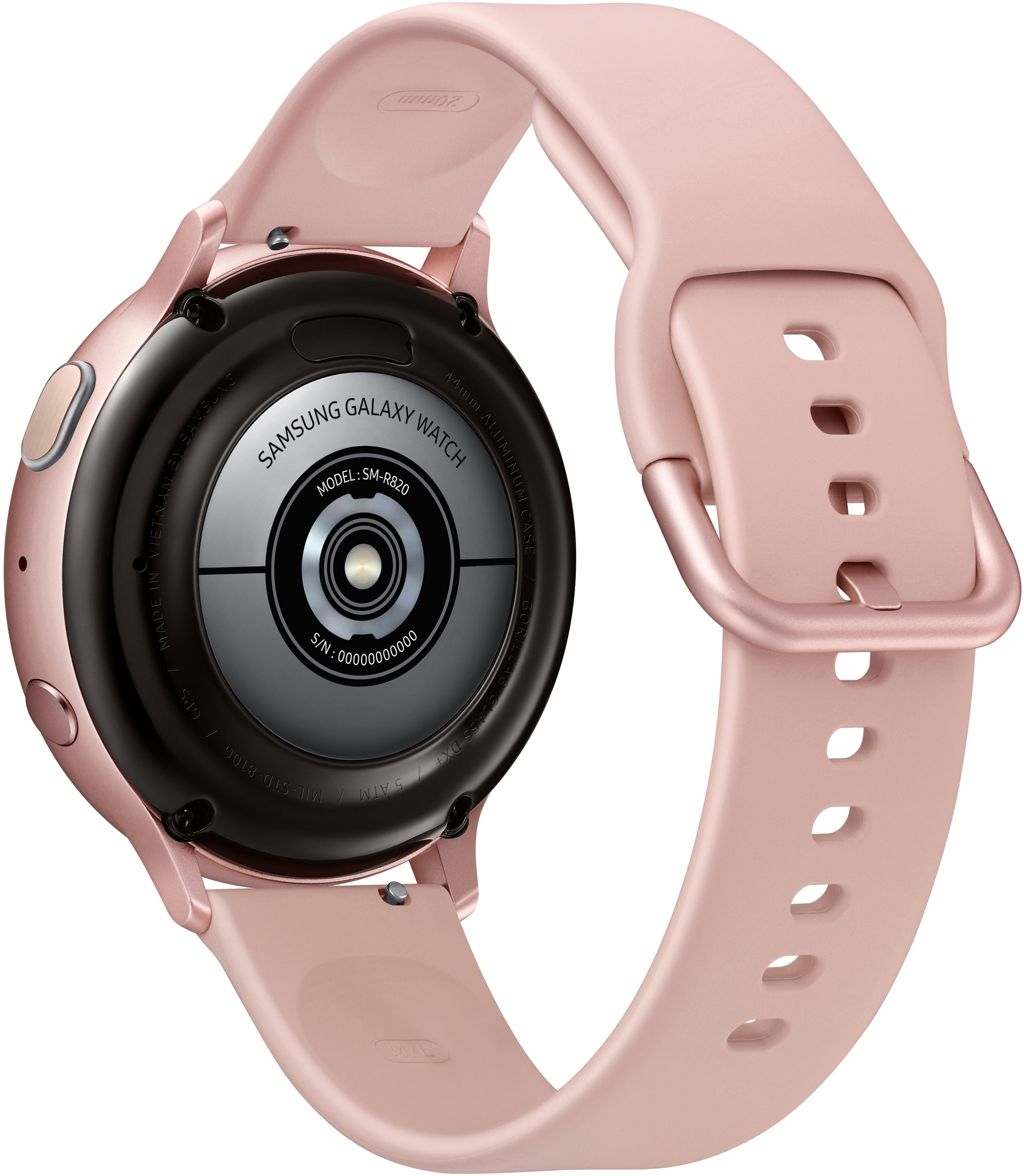 SAMSUNG Galaxy Watch Active2 Aluminium 44mm PG Smartwatch Aluminium Fluorkautschuk, M/L, Pink Gold
