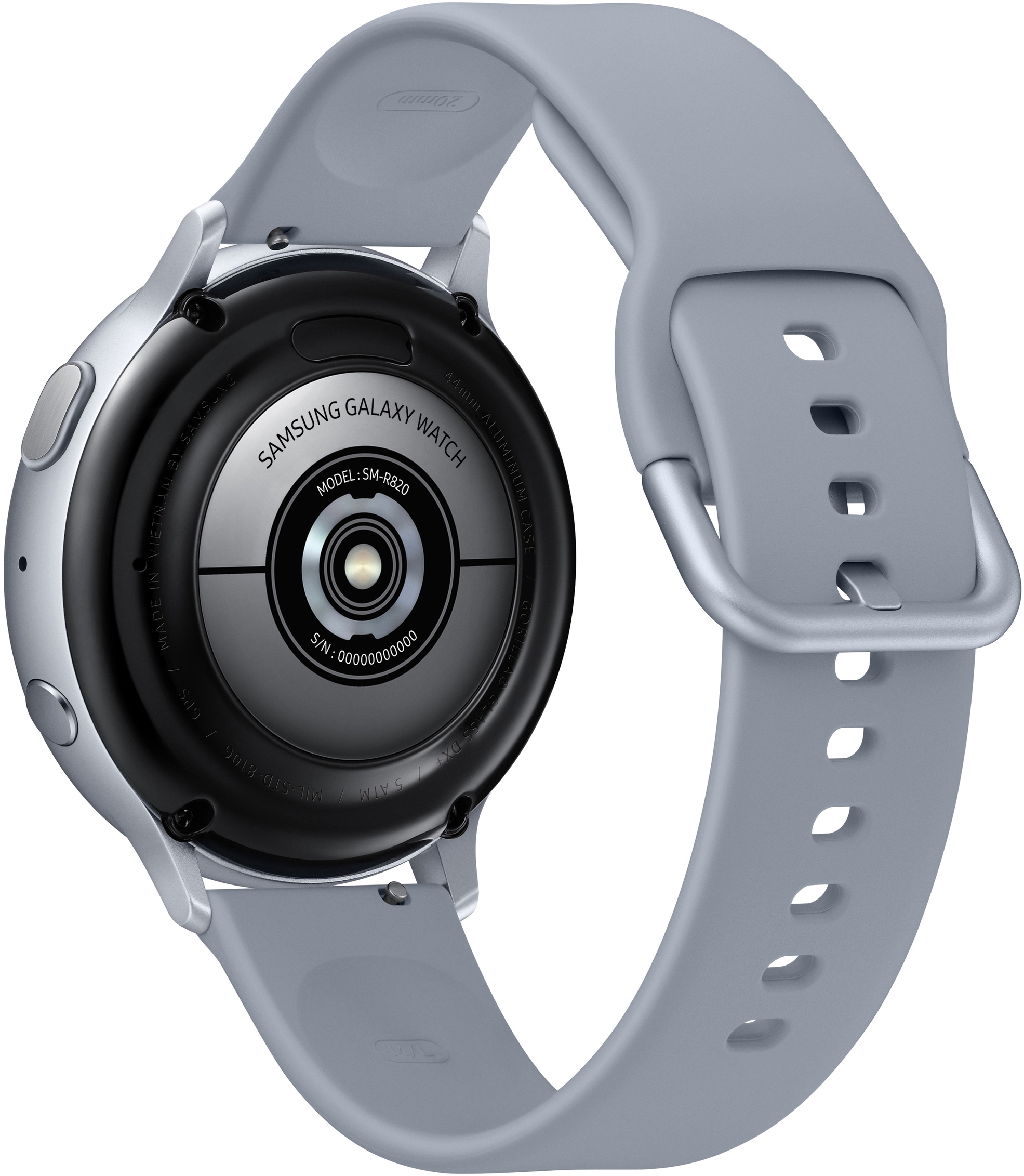 SAMSUNG Galaxy Watch Active2 Aluminium 44mm CS Smartwatch Aluminium Fluorkautschuk, M/L, Cloud Silver