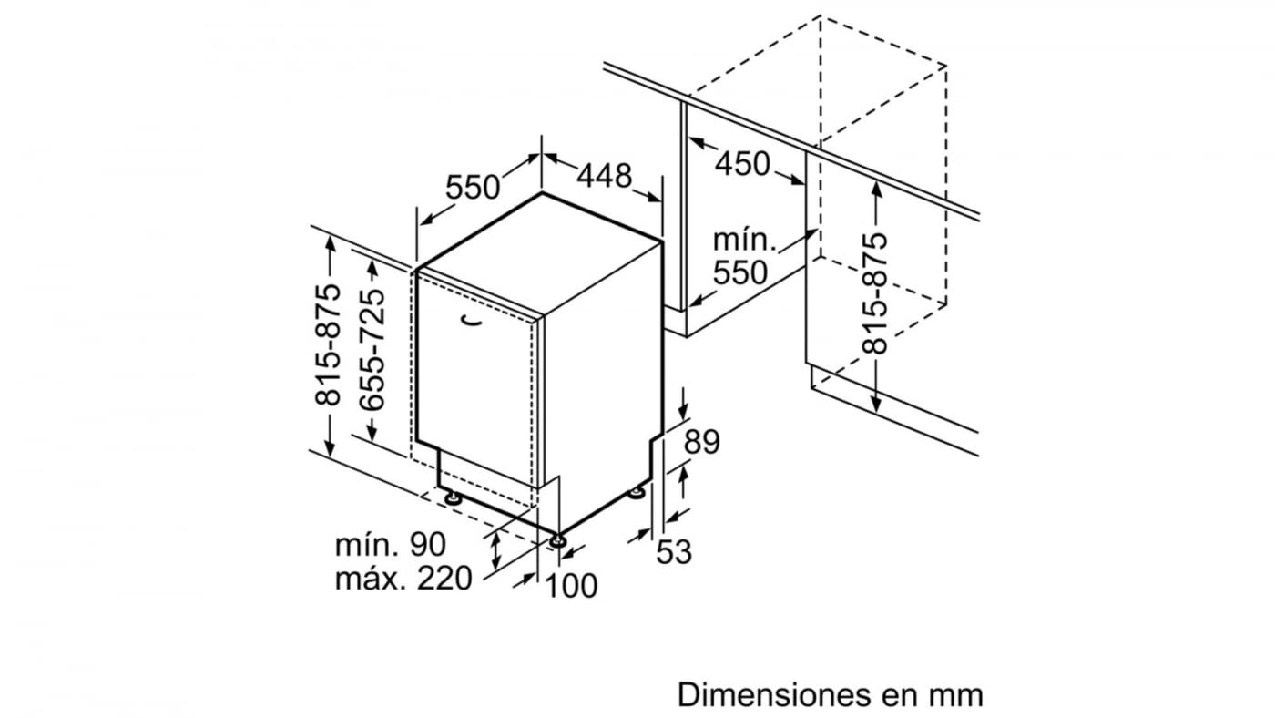 Lavavajillas integrable - Bosch SPV46FX00E, 10 servicios, 6 programas, 45 cm, Display, Inox