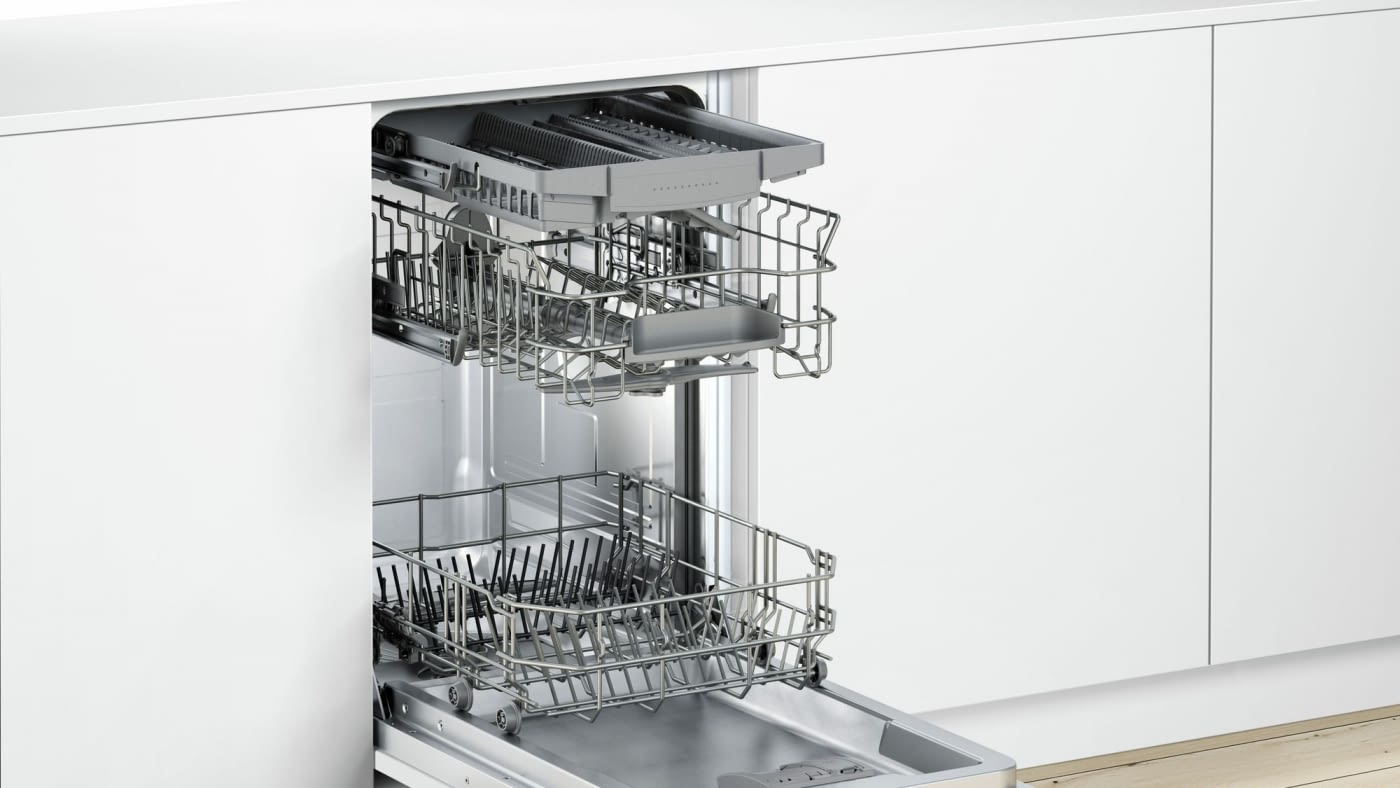 Lavavajillas integrable - Bosch SPV46FX00E, 10 servicios, 6 programas, 45 cm, Display, Inox