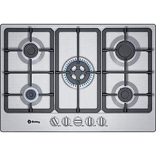 Encimera - Balay 3ETX576HB hobs, Acero inoxidable, Gas, Mecánico, 5 quemadores, 26 cm, Inox