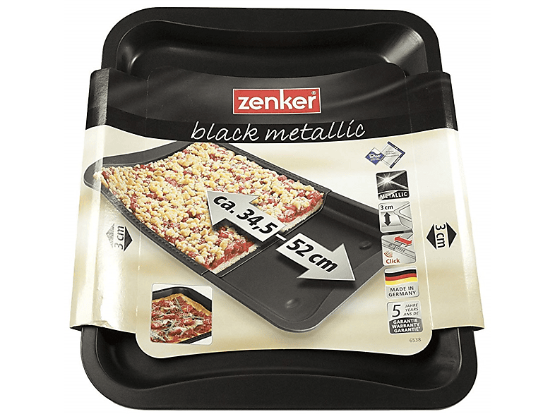 Zenker 6538 Black Plus Herdbackblech 34.5-52cm, Schwarz