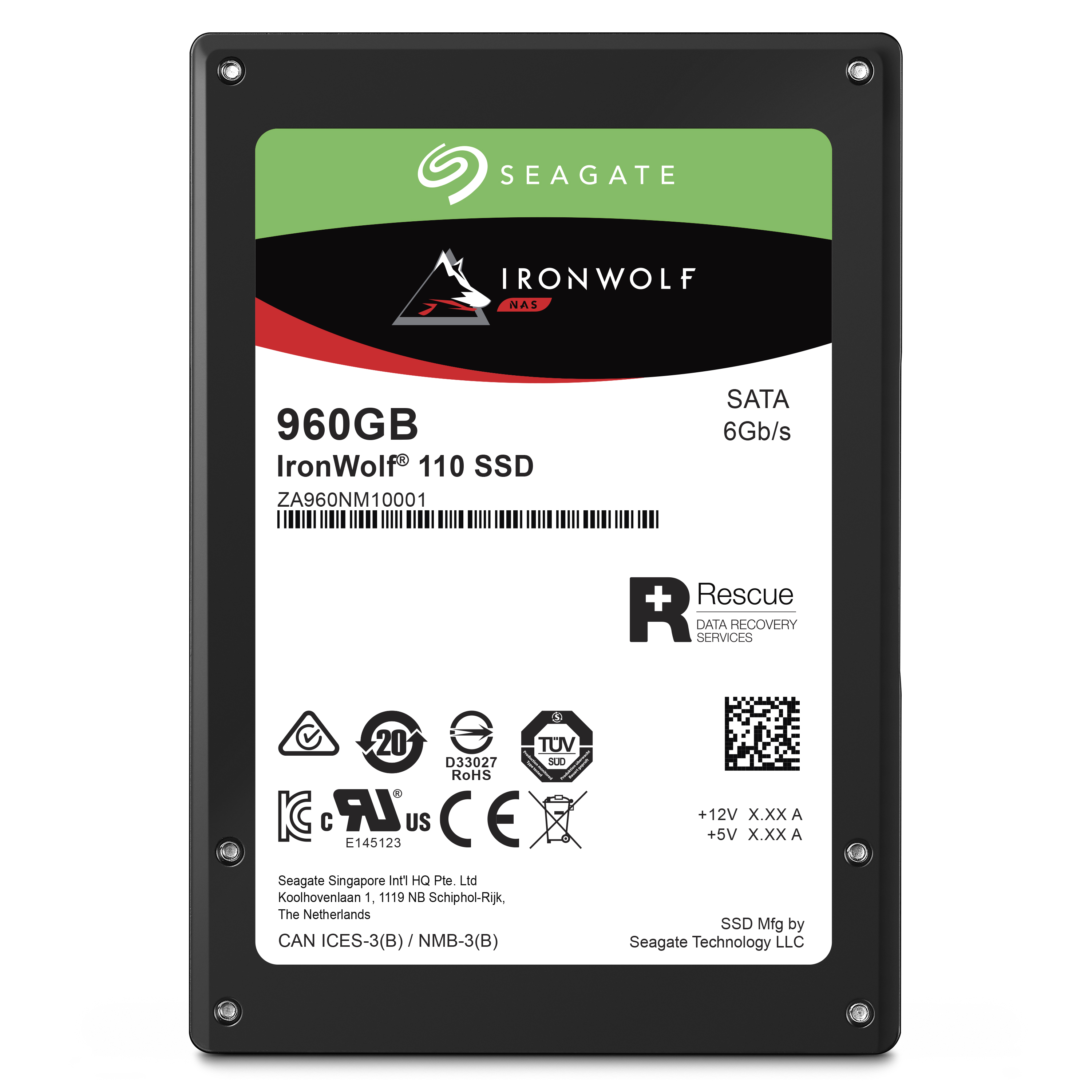 SEAGATE IronWolf 110 Festplatte Retail, 960 GB SSD SATA 6 Gbps, 2,5 Zoll, intern