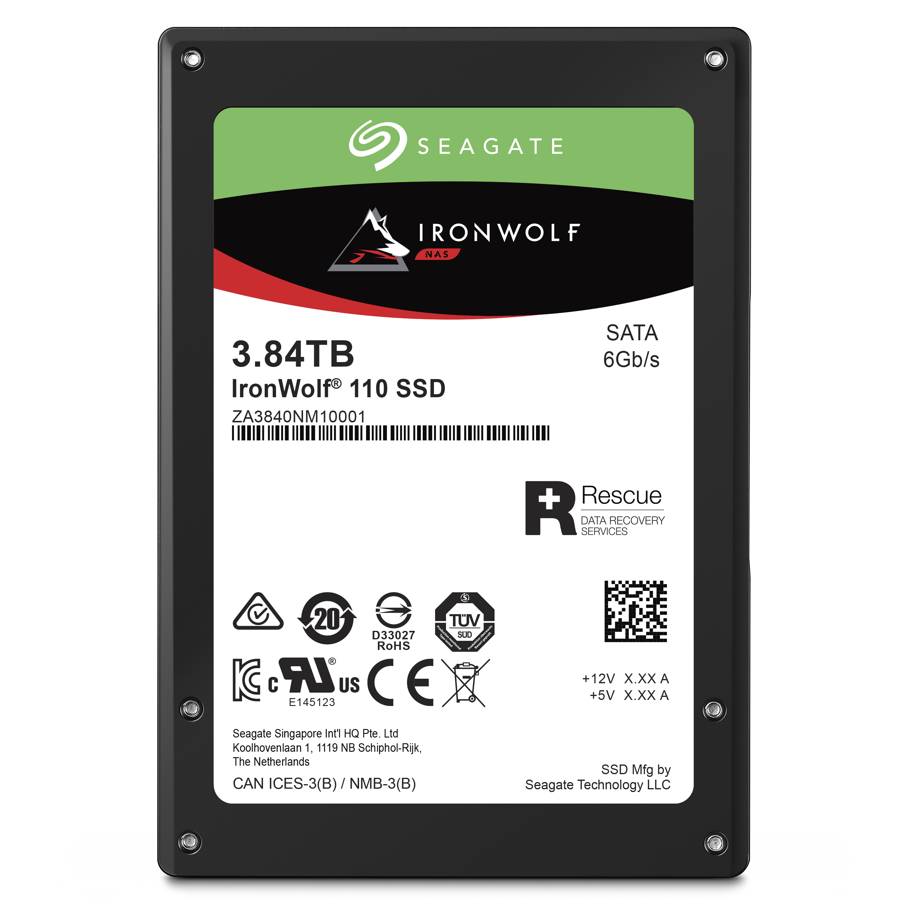 SEAGATE IronWolf 110 Festplatte Retail, 3840 GB SSD SATA 6 Gbps, 2,5 Zoll, intern